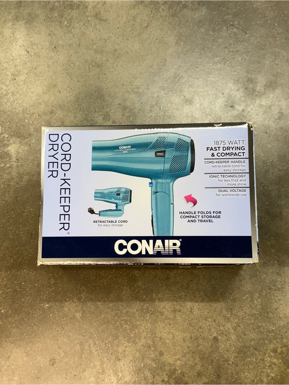 Conair Cord Keeper 1875W Hair Dryer Travel Folding Handle New Open Box